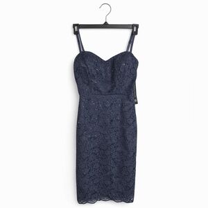 AS U WISH NEW women's blue glittery illusion lace dress Small #homecoming